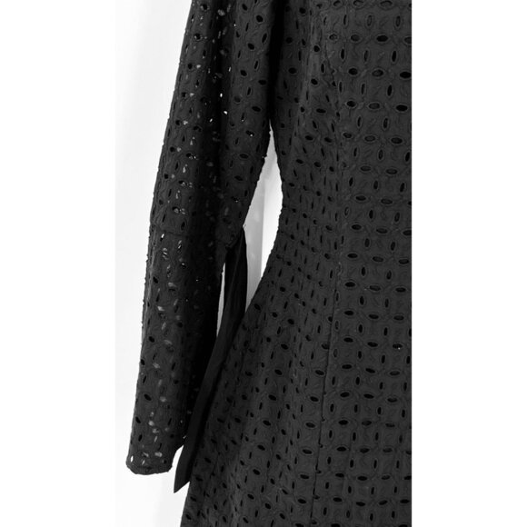 Avec Les Filles Eyelet Bell Sleeve Dress Size S Black Back Cutout NWT - Picture 3 of 16